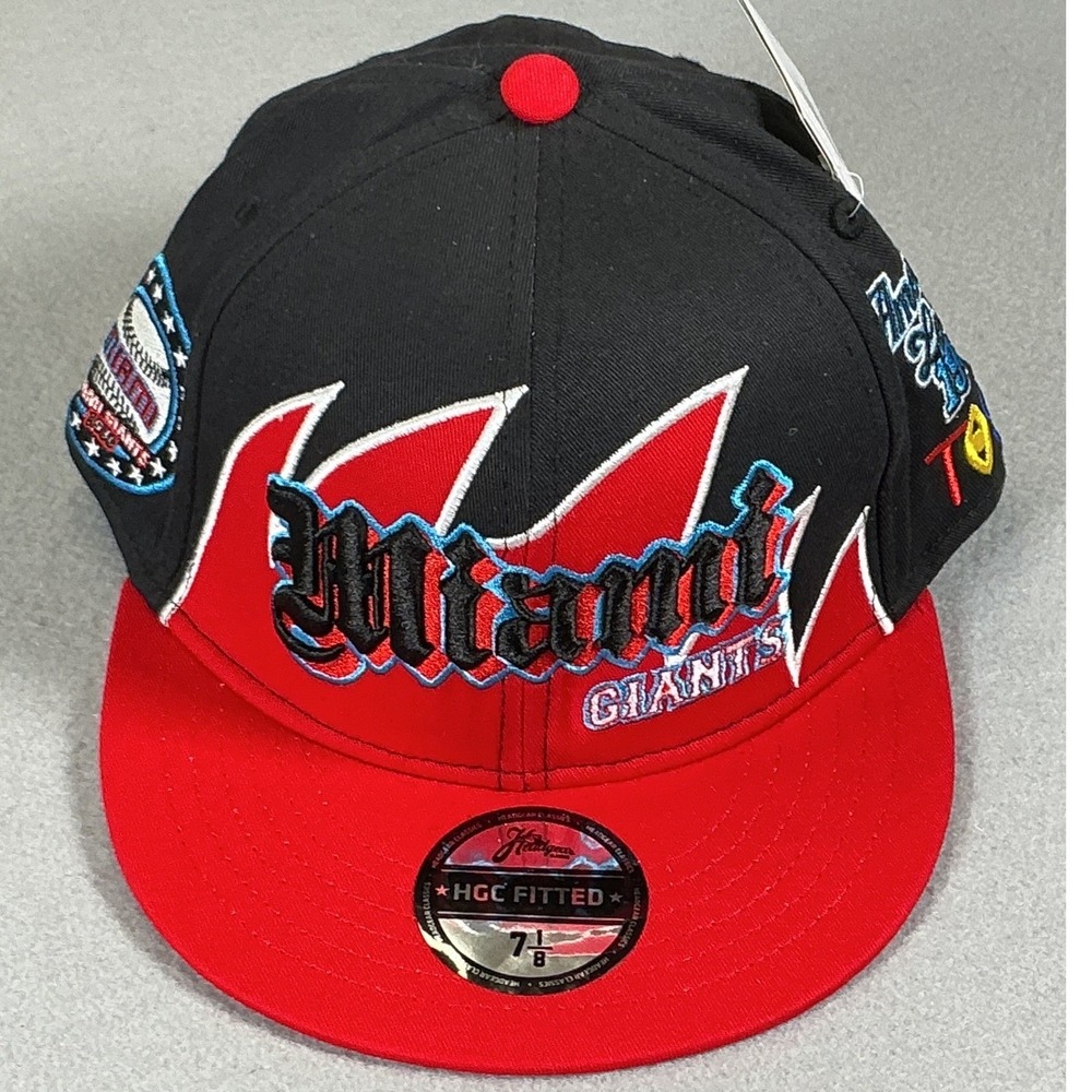 Headgear Classics Miami Giants 1930 American League Fitted Hat Black Red 7 1/8‎